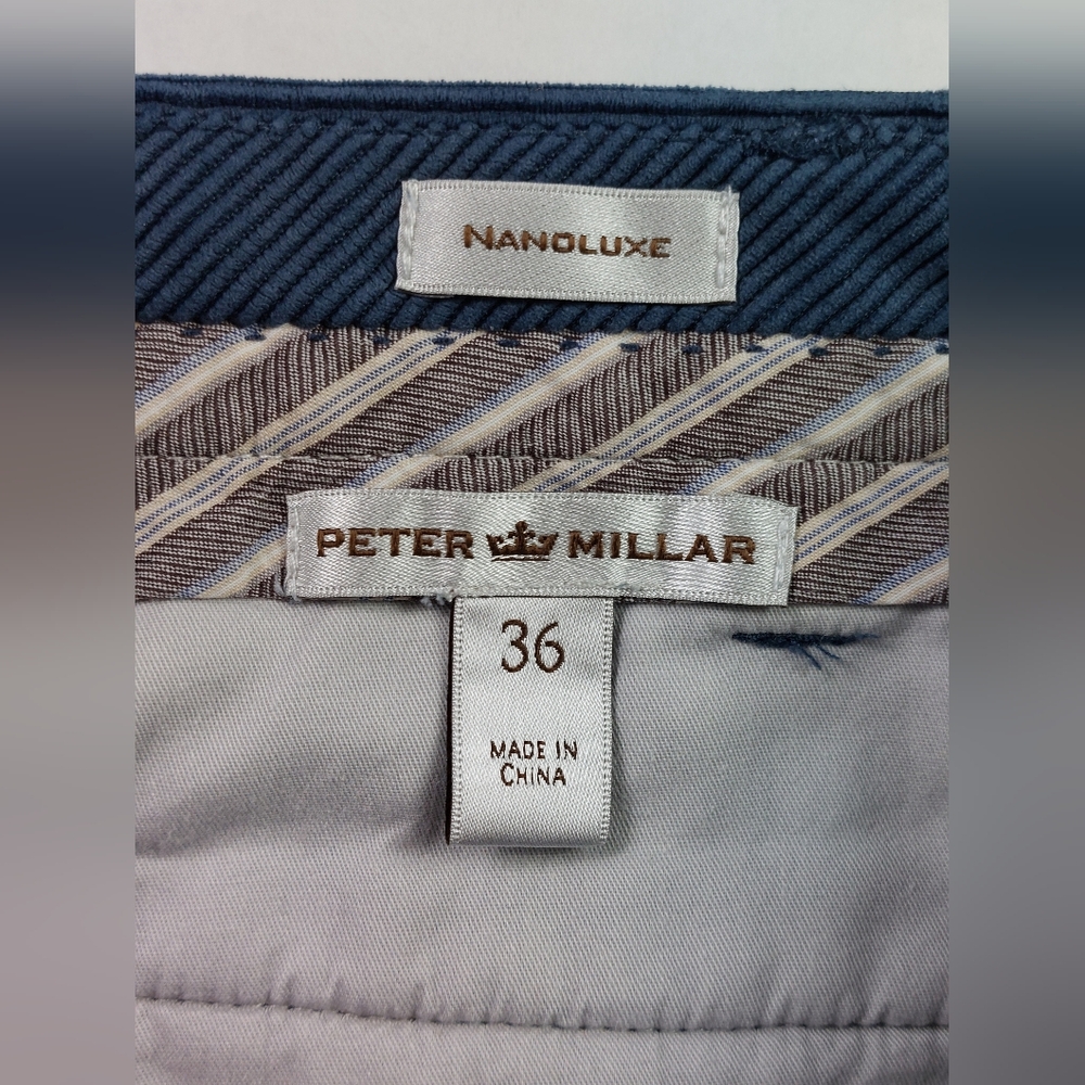 Peter Millar Nanoluxe Corduroy Pants Mens Size 36x34 Blue Straight Leg MF15B91 - Picture 3 of 12